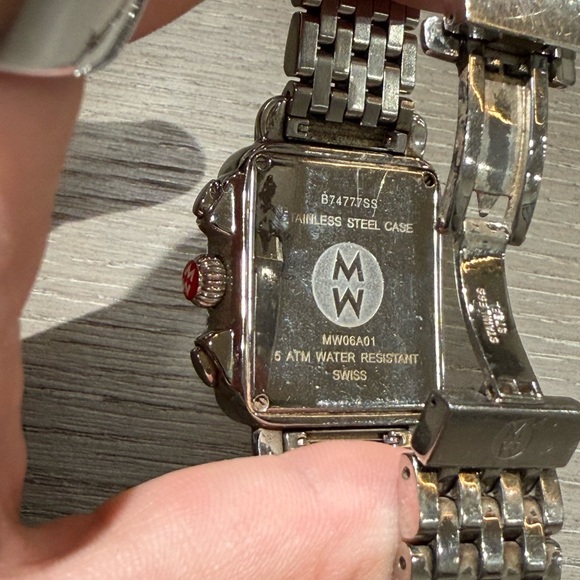 Michele Silver Diamond Chronograph Watch